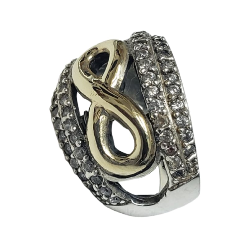 Anillo Infinito de oro y Plata con 4 hileras de piedras - Metalli - 7 - Perfumisimo